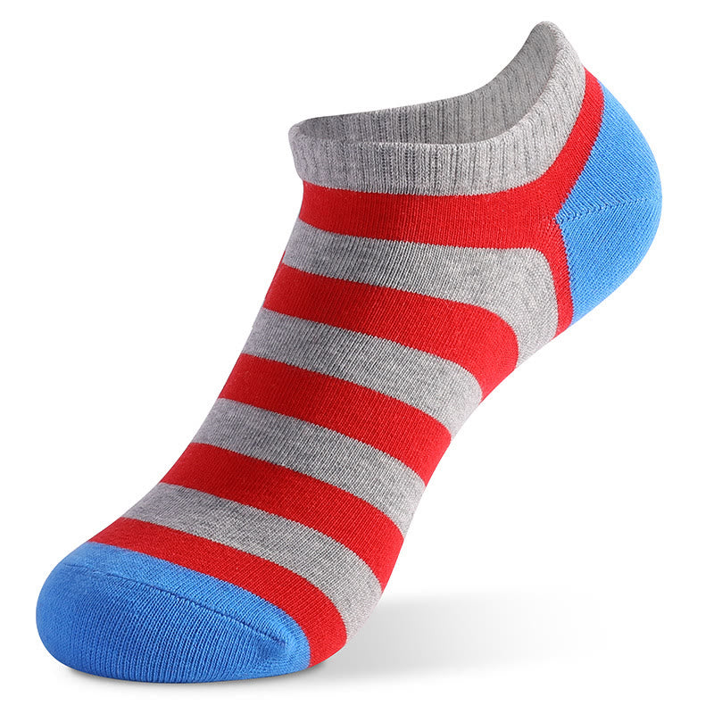 Colorful Striped Cotton Ankle Socks(5 Pairs)