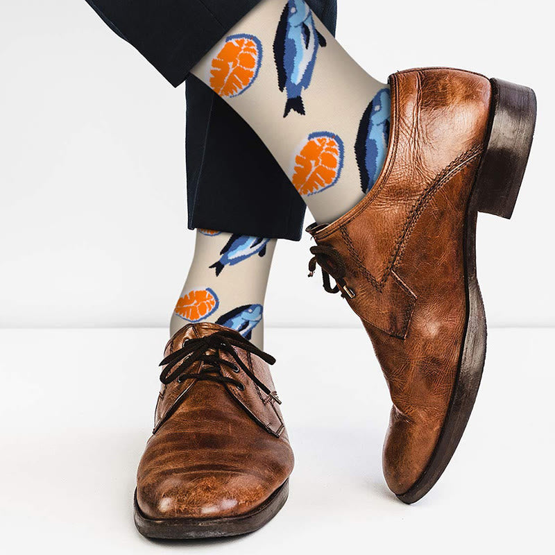 Plus Size Marine Series Fun Crew Socks(5 Pairs) - image 14