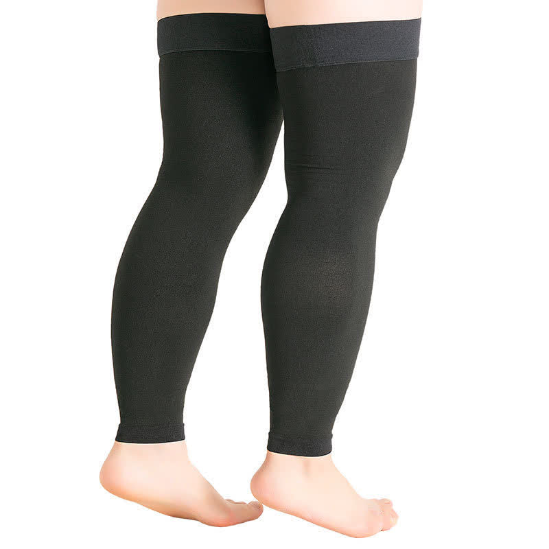 Plus Size Thigh High Toeless Compression Sleeve - Black - 4XL - image 3