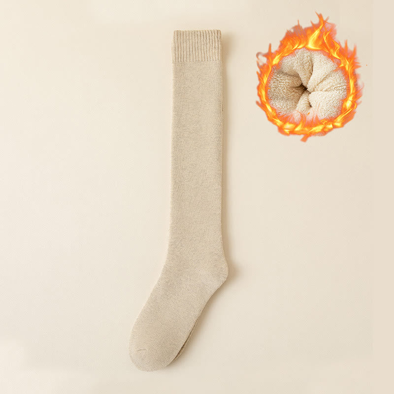 Solid Color Thickened Knee High Socks(6 Pairs) - Apricot - EU35-40(US2-7) - image 8