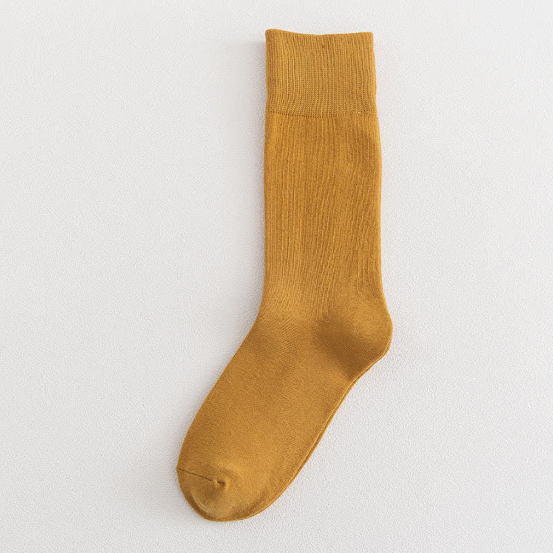 Plus Size Soft Durable Crew Socks(8 Pairs) - Yellow - EU35-39(US4.5-8) - image 10