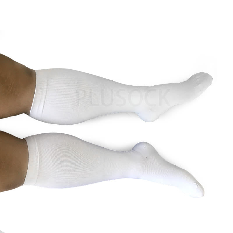 2XL-7XL White Plus Size Compression Socks(15-20mmHg)