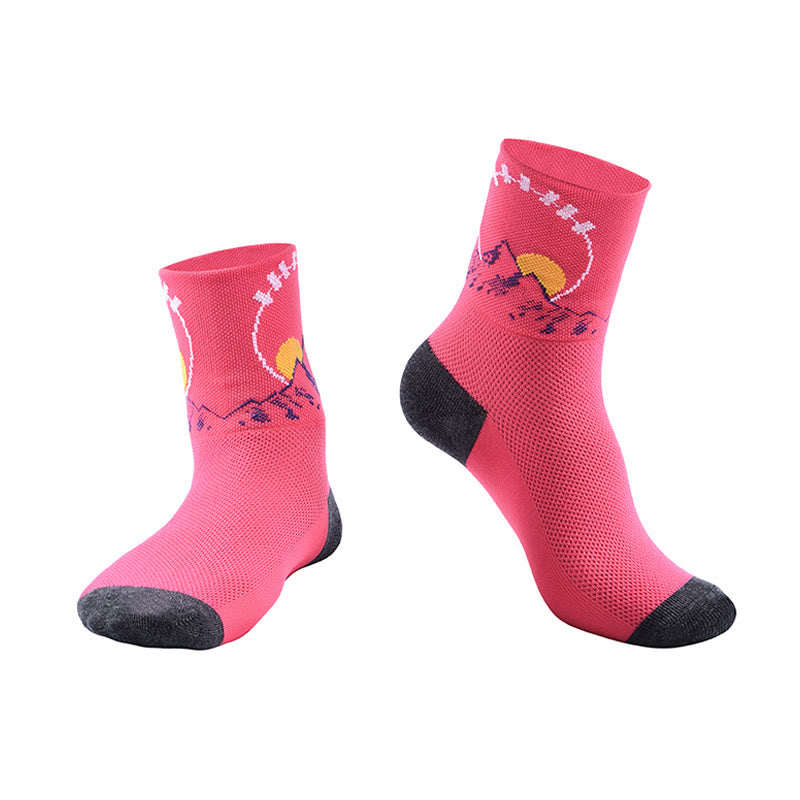 Funny Pattern Cycle Quarter Socks - Pink - L/XL - image 6