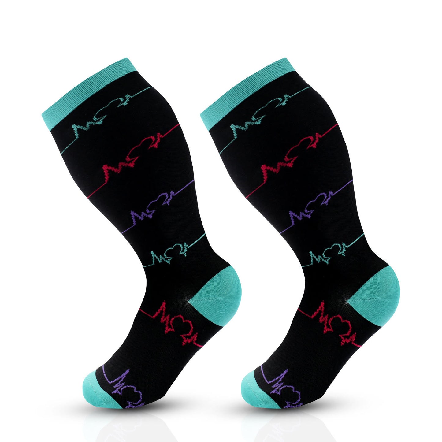 Blue Dot Heart Plus Size Compression Socks(3 Pairs) - image 10