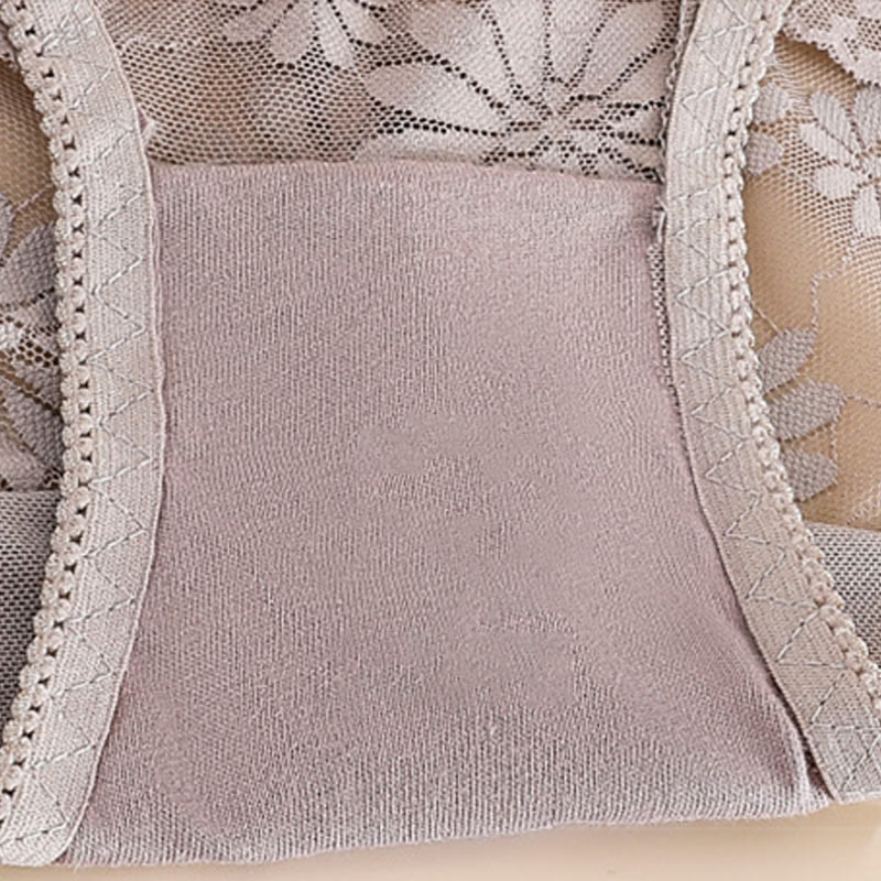 Plus Size High-Waisted Floral Lace Panty(5 Pairs)