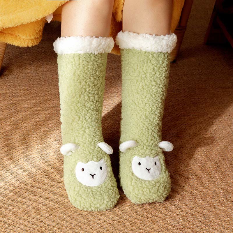 Lamb Design Coral Fleece Winter Slipper Socks - image 11