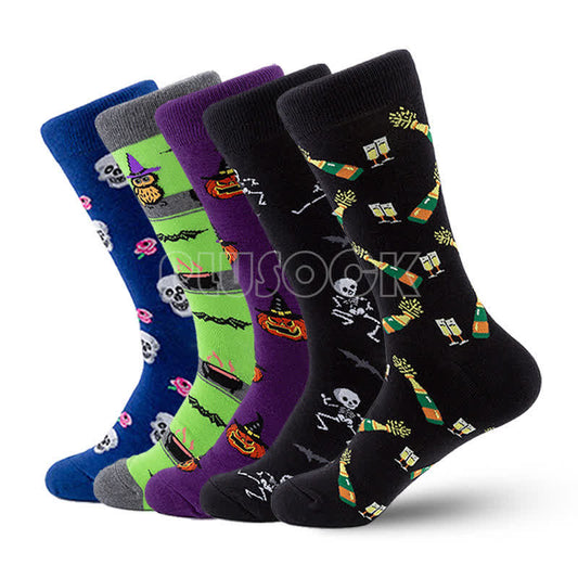 Plus Size Halloween Cotton Lounge Crew Socks(5 Pairs) - Multicolor - EU40-47(US7-13) - image 1