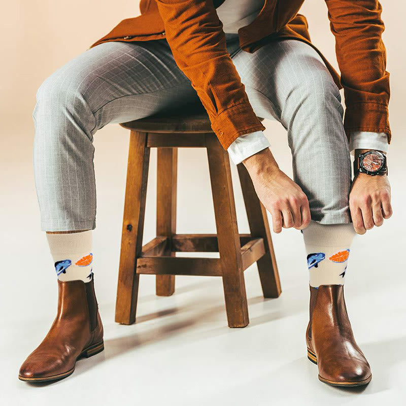 Plus Size Marine Series Fun Crew Socks(5 Pairs) - image 6