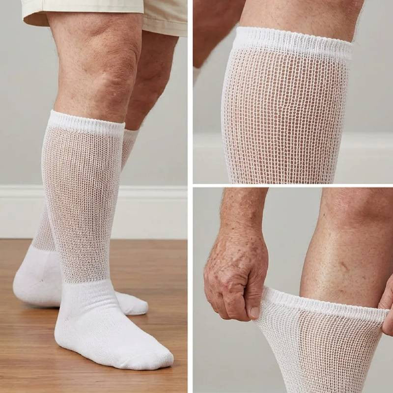 Breathable Ribbed Non-Binding Diabetic Crew Socks(3 Pairs) - image 9