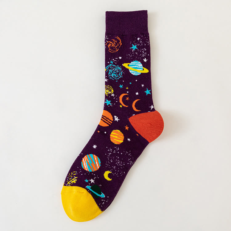 Plus Size Macro Pattern Crew Socks(6 Pairs)