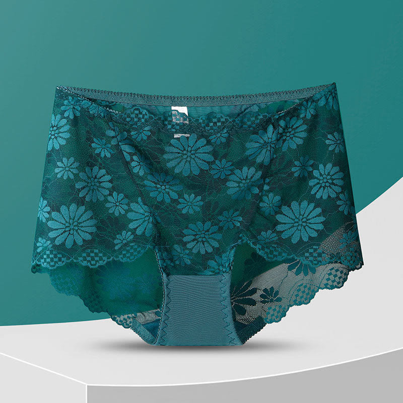 Plus Size High-Waisted Floral Lace Panty(5 Pairs)