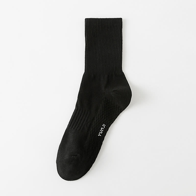 Solid Color Thickened Quarter Socks(5 Pairs) - Black - EU40-48(US7-13) - image 11