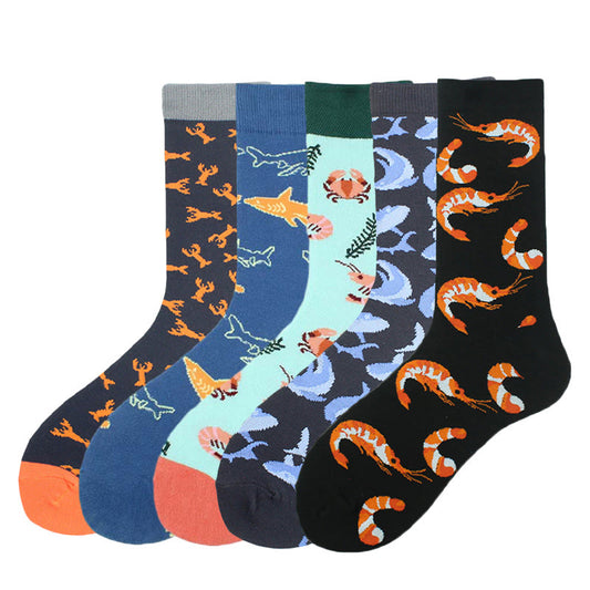 Plus Size Undersea Shark Crew Socks(5 Pairs) - image 1