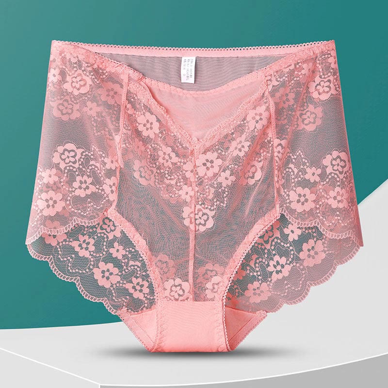 High-Waisted Floral Panty(5 Pairs) - Pink - 3XL - image 23