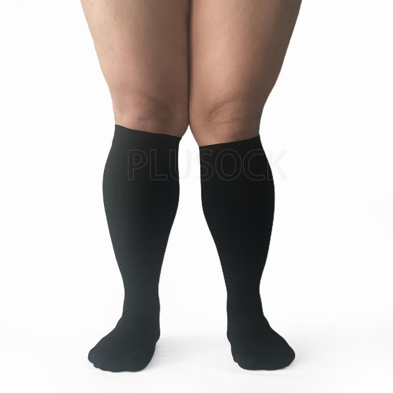 2XL-7XL Black Plus Size Compression Socks(15-20mmHg)