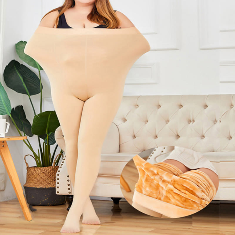 Plus Size High Waist Pantyhoses(2 Pairs) - Footed - Nude - Fits 99lbs-220lbs - image 4
