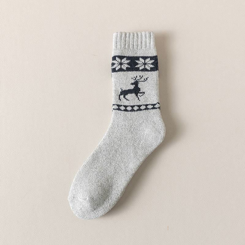 Plus Size Elk Pattern Thickened Wool Quarter Socks(5 Pairs)