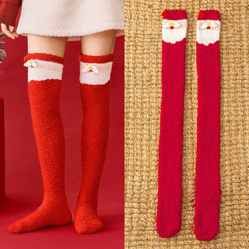 Cozy Christmas Thigh High Socks - Red - One Size - image 5