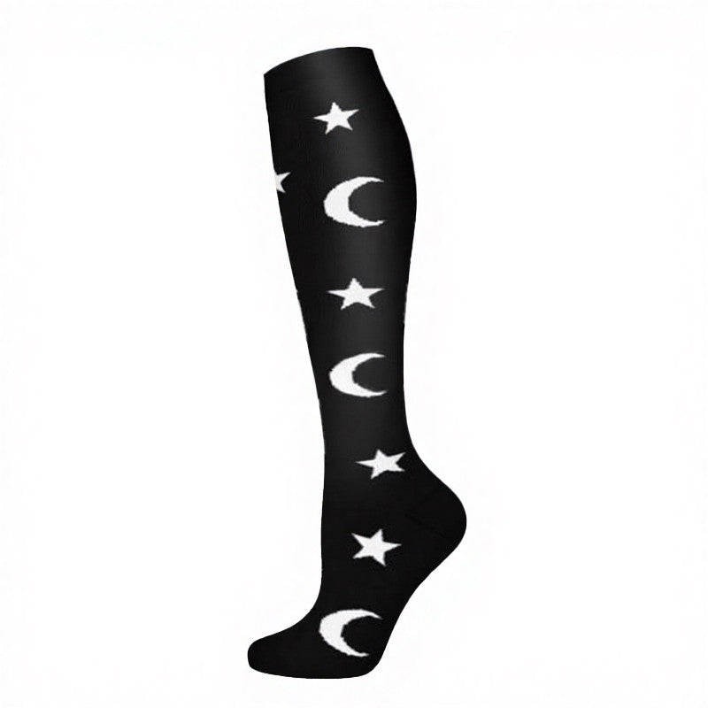 Star Moon Flower Compression Socks(3 Pairs) - Star - S/M - image 6