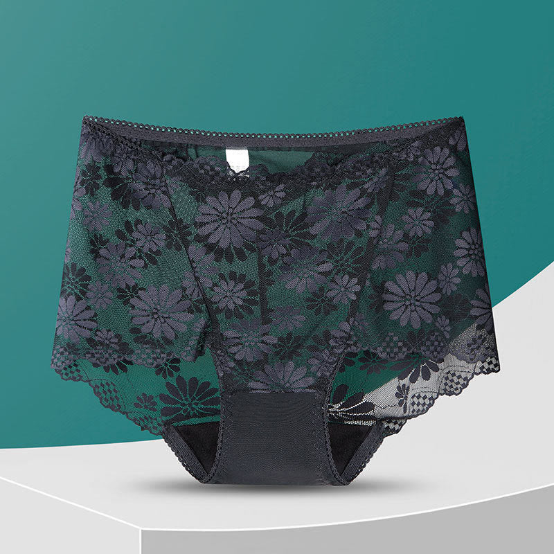 Plus Size High-Waisted Floral Lace Panty(5 Pairs)