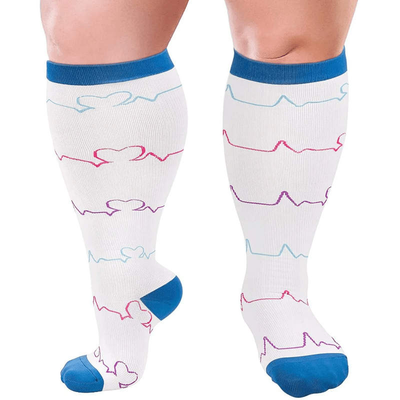 Pineapple Electrocardiogram Plus Size Compression Socks(3 Pairs) - image 12