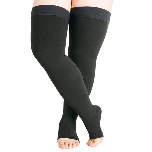 Plus Size Thigh High Open Toe Medical Compression Socks - image 1