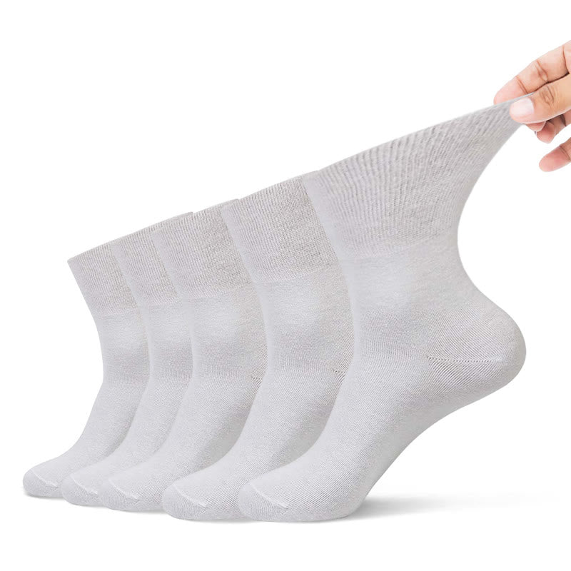 Non Binding Quarter Socks(5 Pairs) - 44-48 - White - image 9