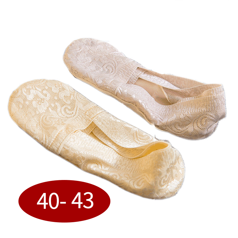Plus Size Floral Lace No Show Socks(5 Pairs)