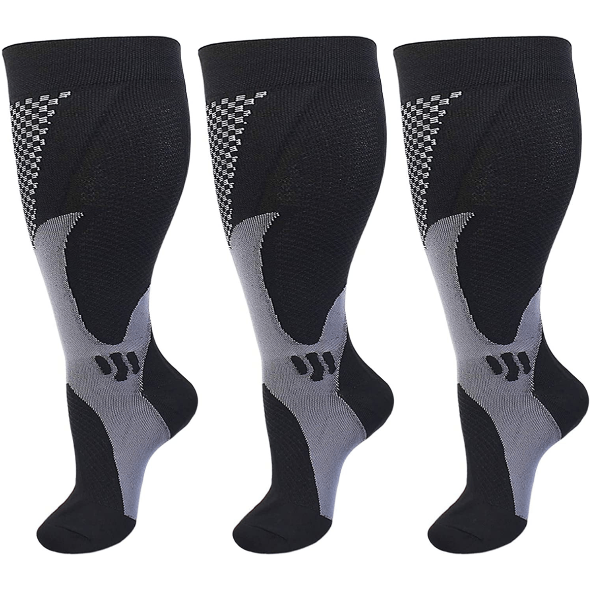 Plusock Plus Size Sport Compression Socks - Black - 7XL - image 1