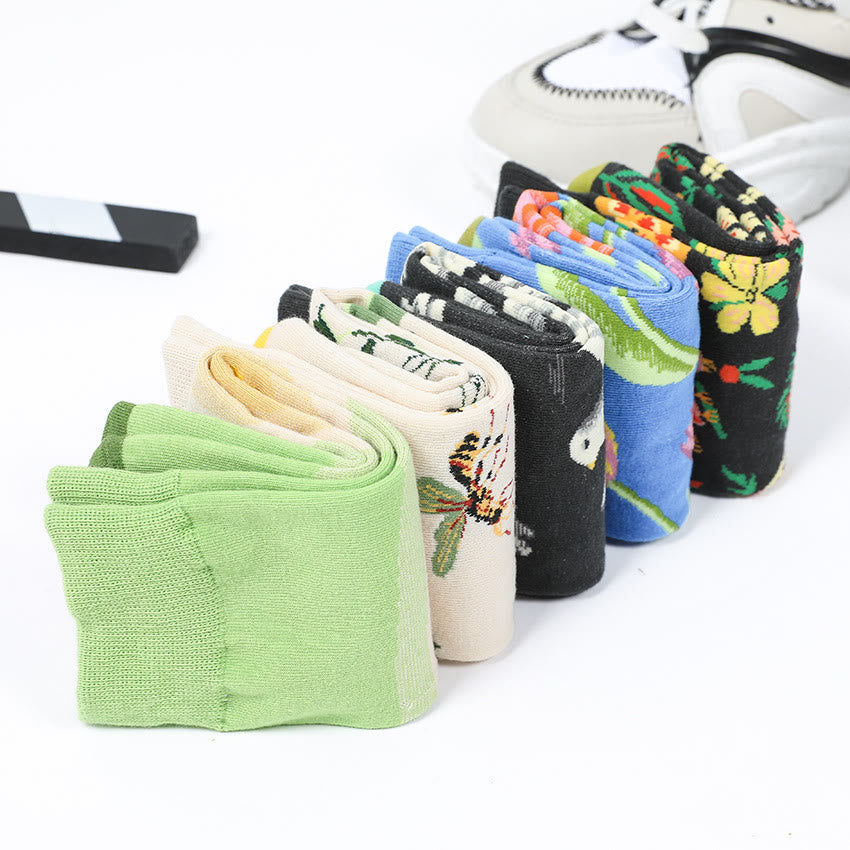 Plus Size Tulip Dove Pattern Crew Socks(6 Pairs) - image 10