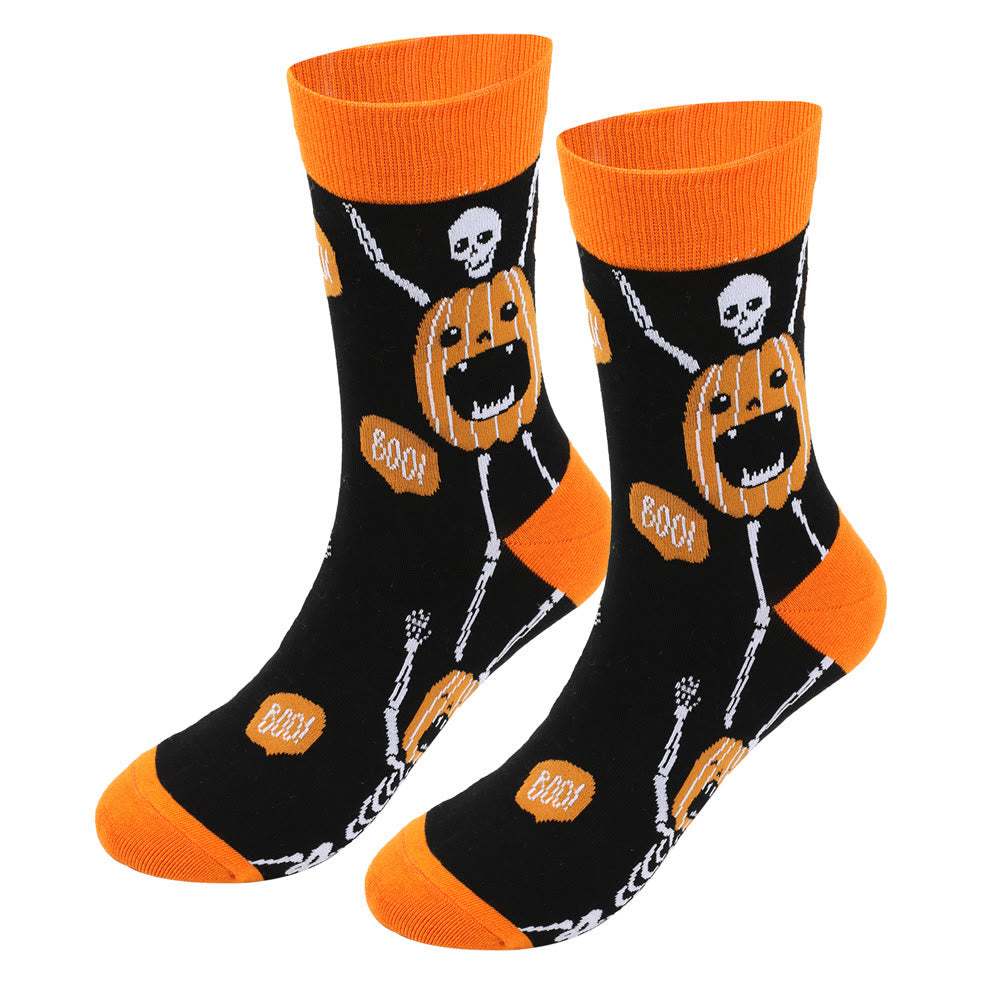 Plus Size Halloween Cute Printed Crew Socks(5 Pairs) - image 5