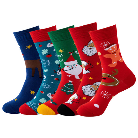 Plus Size Christmas Warm Cozy Crew Socks(5 Pairs) - Multicolor - EU37-44(US4-10) - image 1