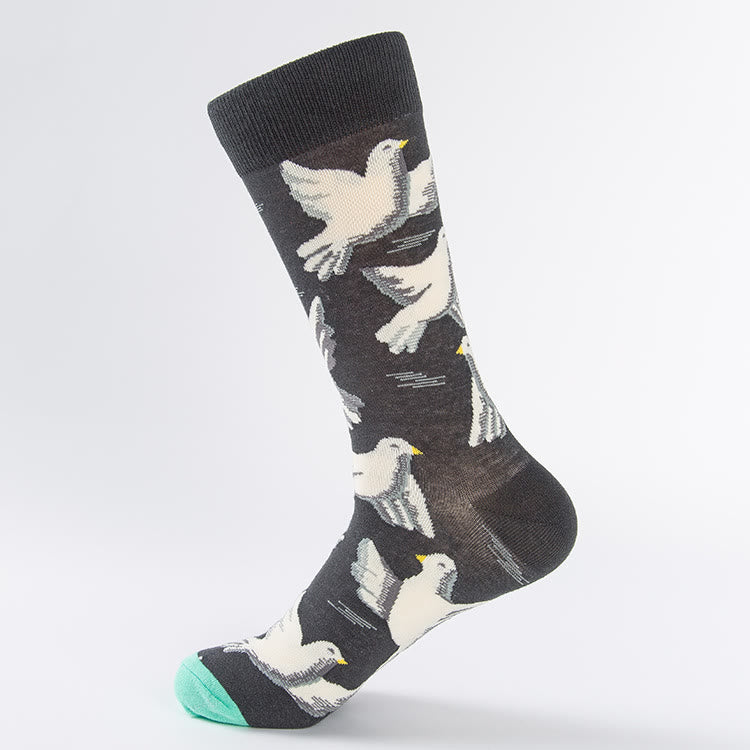 Plus Size Tulip Dove Pattern Crew Socks(6 Pairs) - image 5