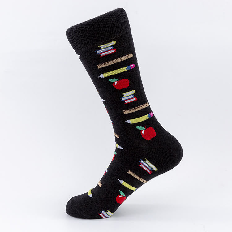 Plus Size Tool Prints Crew Socks(4 Pairs)
