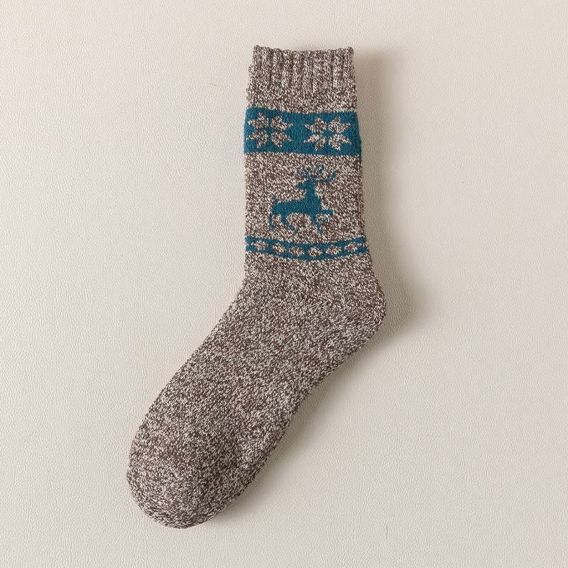 Plus Size Elk Pattern Thickened Wool Quarter Socks(5 Pairs)