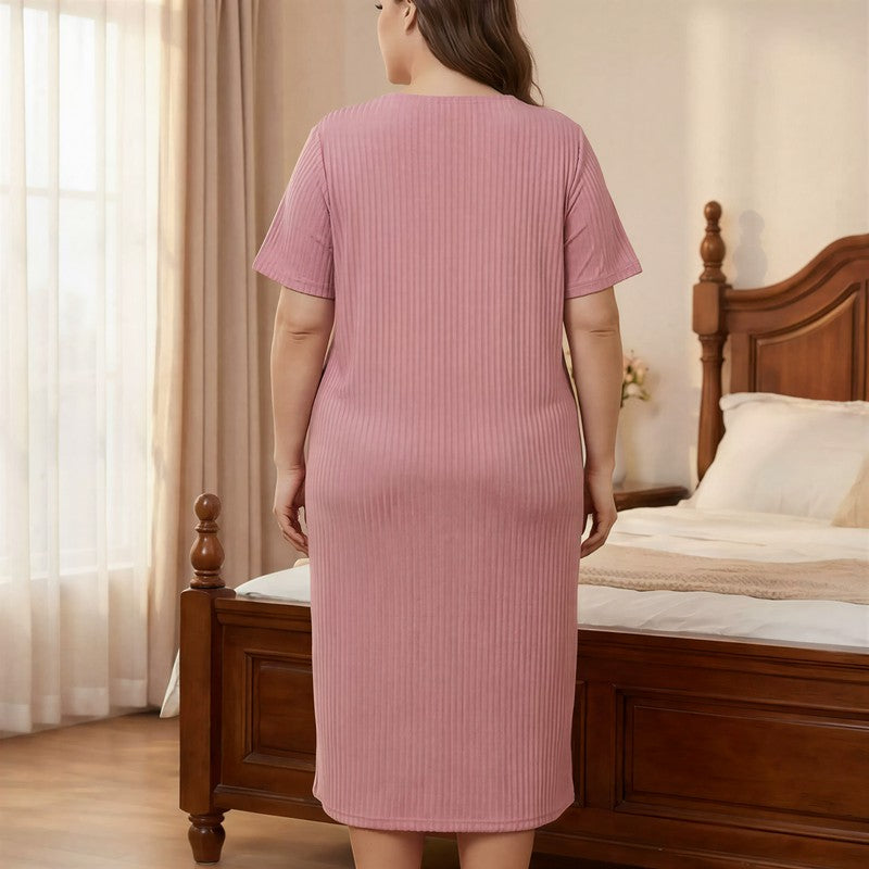Lace Bow Ribbed Nightgown - image 3