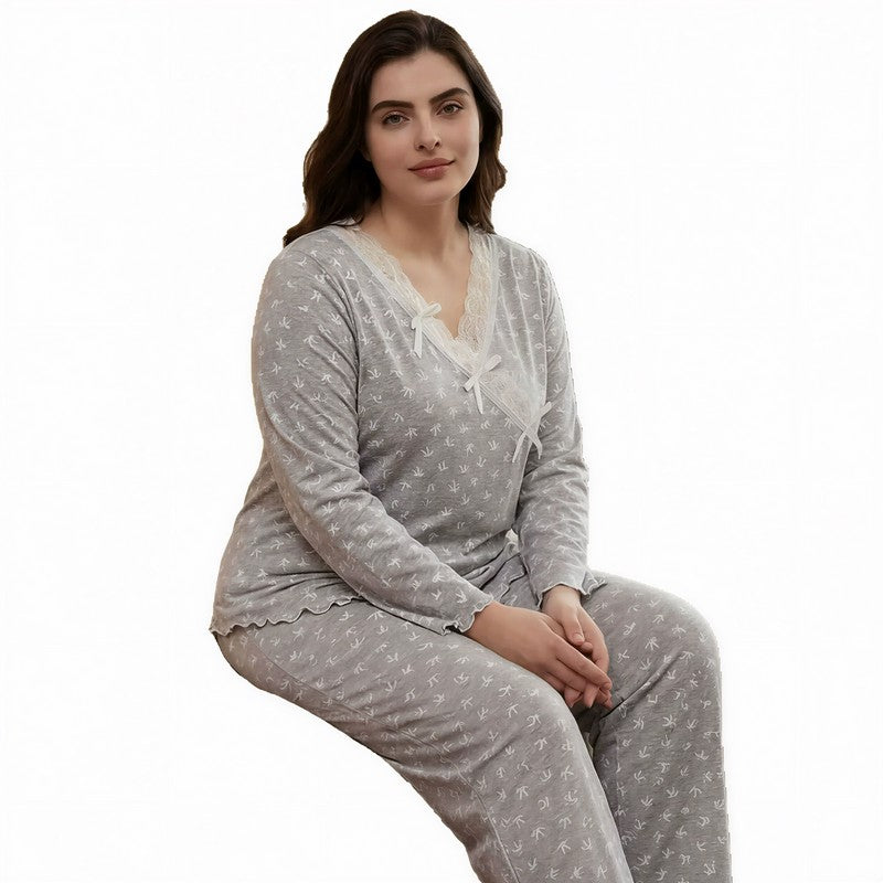 Bow Lace Wrap Pajama Set - image 5