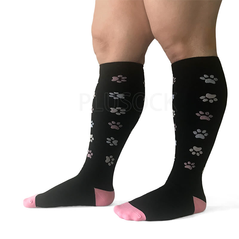 Pink Dog Footprints Plus Size Compression Socks 2XL-7XL(3 Pairs) - image 3