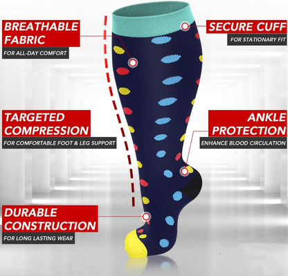 Dot Pattern Plus Size Compression Socks 2XL-7XL(3 Pairs) - image 2