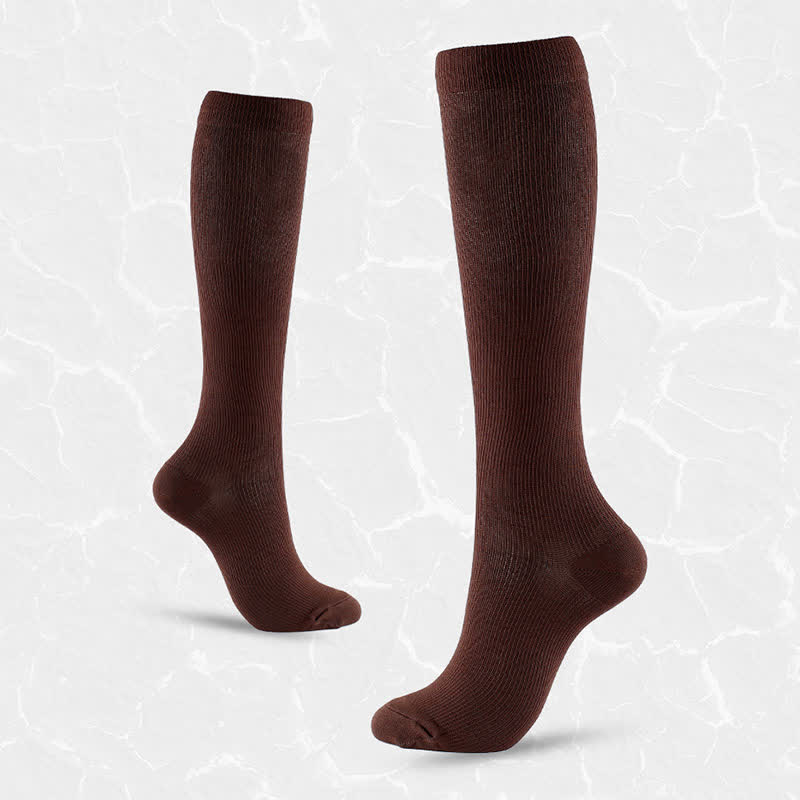 Plus Size Solid Color Anti-slip Compression Socks(6 Pairs) - image 5