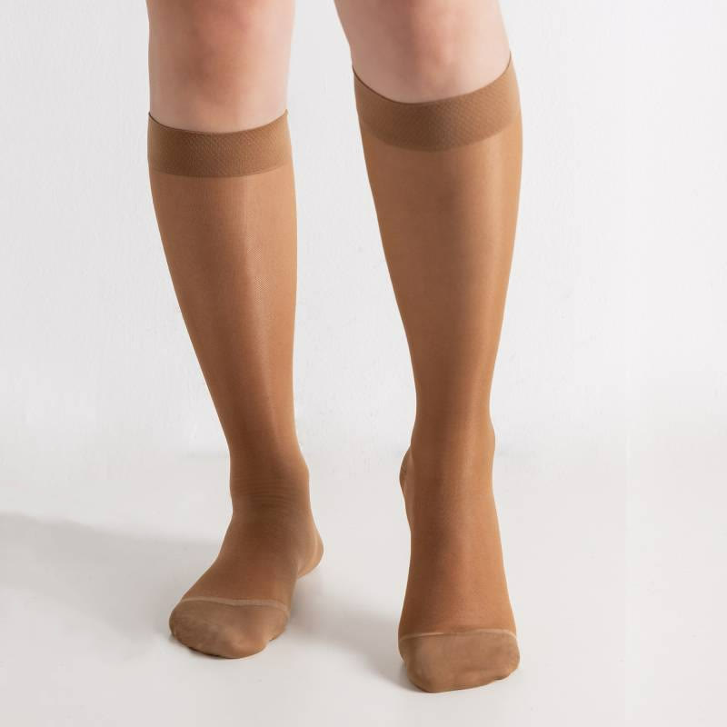 Pure Color Sheer Compression Socks - Skin - XL - image 0