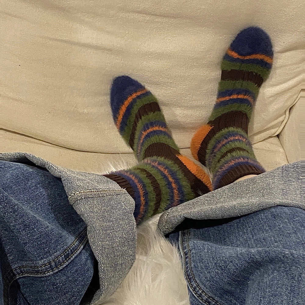 Color Block Furry Crew Socks(6 Pairs) - Brown - EU36-40(US3-7) - image 5