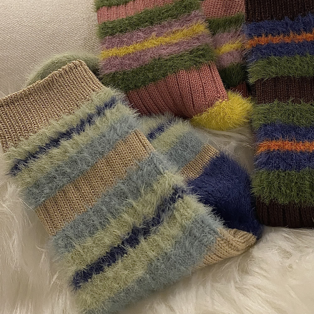 Color Block Furry Crew Socks(6 Pairs) - image 8