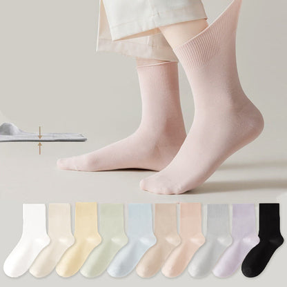Solid Color High Elastic Quarter Socks(5 Pairs) - Multicolor(10 Pairs) - EU36-40(US3-7) - image 0