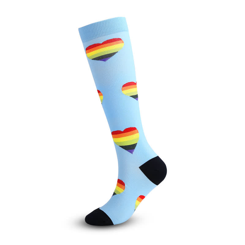 Rainbow Heart Compression Socks(3 Pairs) - image 1