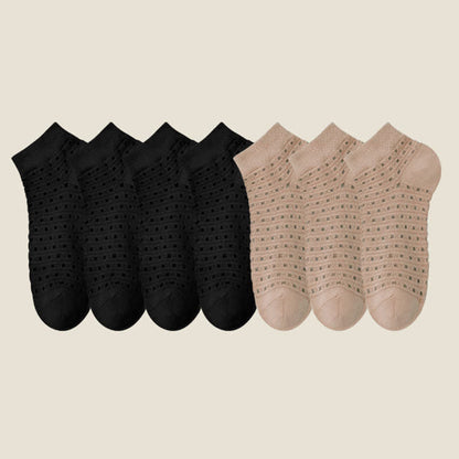 Hollow Mesh Ankle Socks(7 Pairs) - Black*4+Khaki*3 - EU38-44(US5-11) - image 21