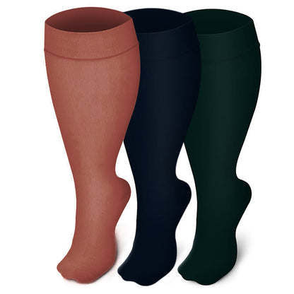 Plus Size Wide Calf Compression Socks(3 Pairs) - Multicolor - 4XL - image 1