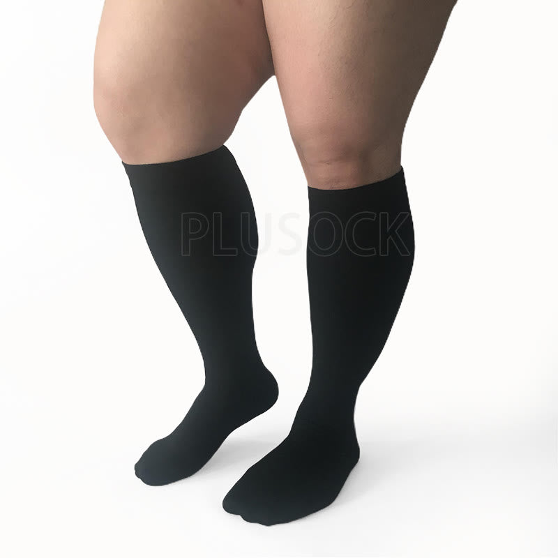Blue Electrocardiogram Solid Plus Size Compression Socks(3 Pairs) - image 7