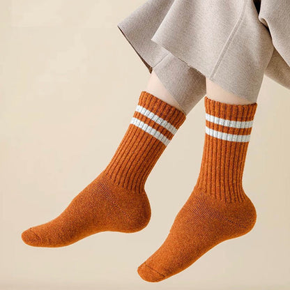 Striped Warm Wool Quarter Socks(5 Pairs) - image 3