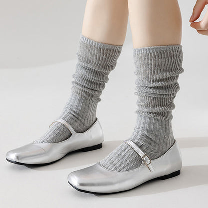 Solid Color Stylish Slouch Socks(3 Pairs) - image 4